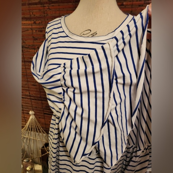 Umgee Navy and White Striped Blouse - Picture 4 of 5